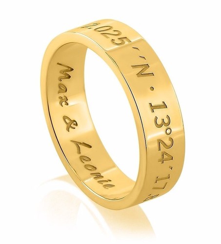 Anillo chapado en oro, joyas para parejas, joyas de amor con grabado, anillo de pareja  - Imagen 3 de 3