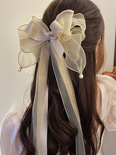 Women Large Bow Ribbon Barrettes Steel Hairpin Satin Hair Clip Hair Accessories - Bild 21 von 25