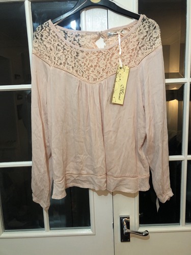 LADIES STUNNING PEACH LACE TOP Mizumi New Sz M