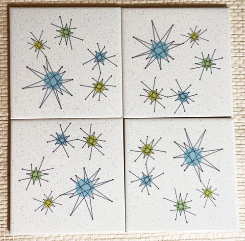 Franciscan Atomic STARBURST TILES -  SET OF FOUR - MCM - Maker Unknown