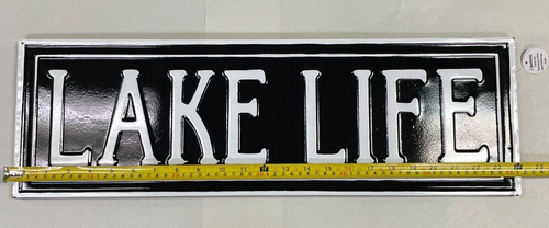 Lake Life ~ 24" x 7 1/2" Embossed Metal Sign ~ Backyard patio deck - Picture 3 of 4