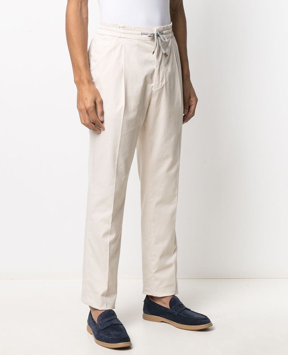 BRUNELLO CUCINELLI Leisure Fit Cotton Blend Drawstring Trousers