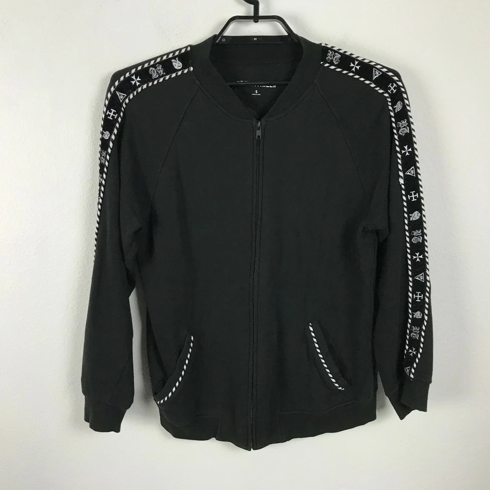 Beentrill Jacket Size S Embroidered Skeletons Black White Full Zip Mens Pockets - Image 3 of 4