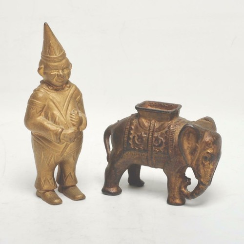 PAR DE (2) BANCOS ANTIGUOS DE HIERRO FUNDIDO A.C. WILLIAMS, PAYASO Y ELEFANTE - Imagen 1 de 3