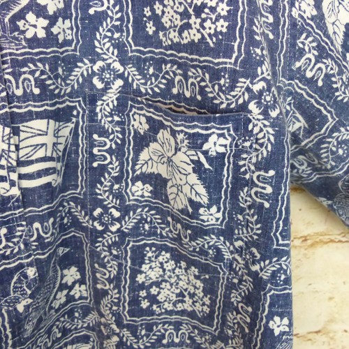 De colección Años 90 Reyn Spooner Lahaina Marinero Popover Hombres M Azul Denim Bandera Hawaiana Playa - Imagen 8 de 12