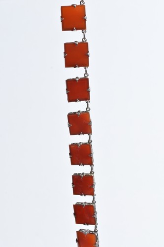 1980s Irish Seamus GILL, Silver and Carnelian Necklace ! 20 square carnelians - Picture 6 of 16