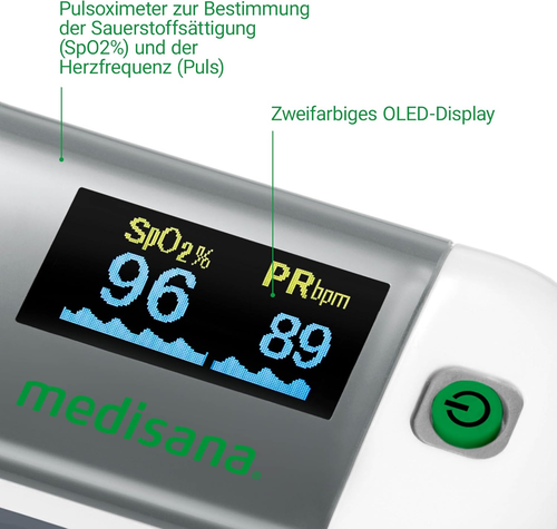 medisana PM 100 Pulsoximeter Sauerstoffsättigung OLED Display One-Touch Finger - Bild 5 von 6