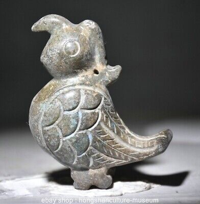 2.6" Old Chinese white Jade beast Phoenix bird statue Amulet vendre Pendant