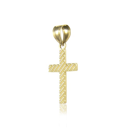 14K Solid Yellow Gold Cross Pendant - Latin Crucifix Necklace Charm Women Men - Picture 2 of 3