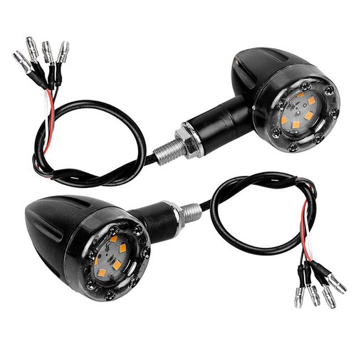 2X LED Motorcycle Bullet Turn Signals Brake Light Blinker Lamp For Bobber Cafe - Foto 3 di 9