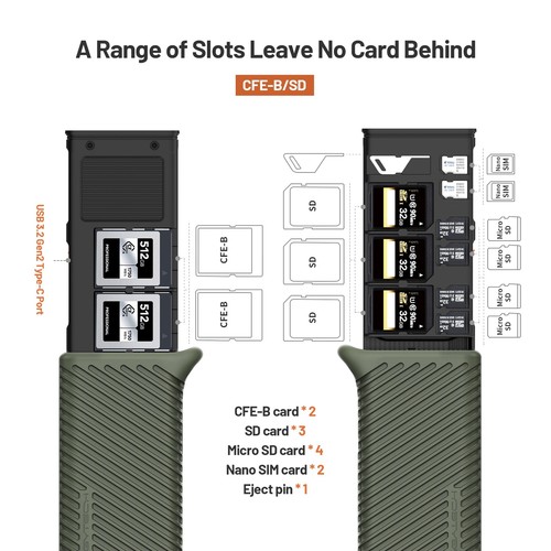 Lecteur de Carte CFexpress Type B/SD/Micro SD USB 3.2 Gen 2 10 Gbit/s Haute V... - Photo 4/7