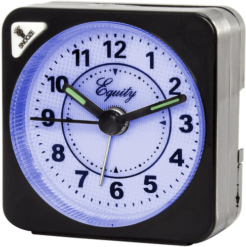 Equity 20078 Quartz Travel Black Alarm Clock - Picture 5 of 12
