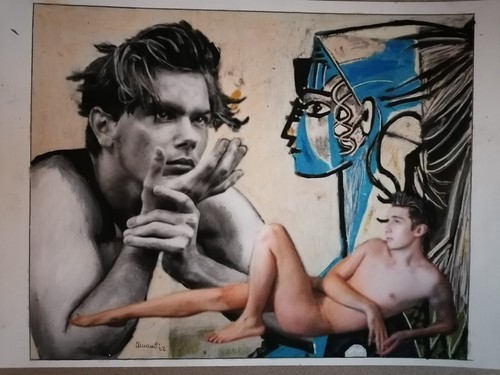 zeichnung "river phoenix" gay fine art akt nude drawing DINA4 handmade - Photo 1 sur 1