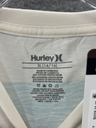 Hurley Boys Short Sleeve Jersey Knit Tagless Graphic Print Tee Sz XL 14/16 Shirt - Picture 3 of 8