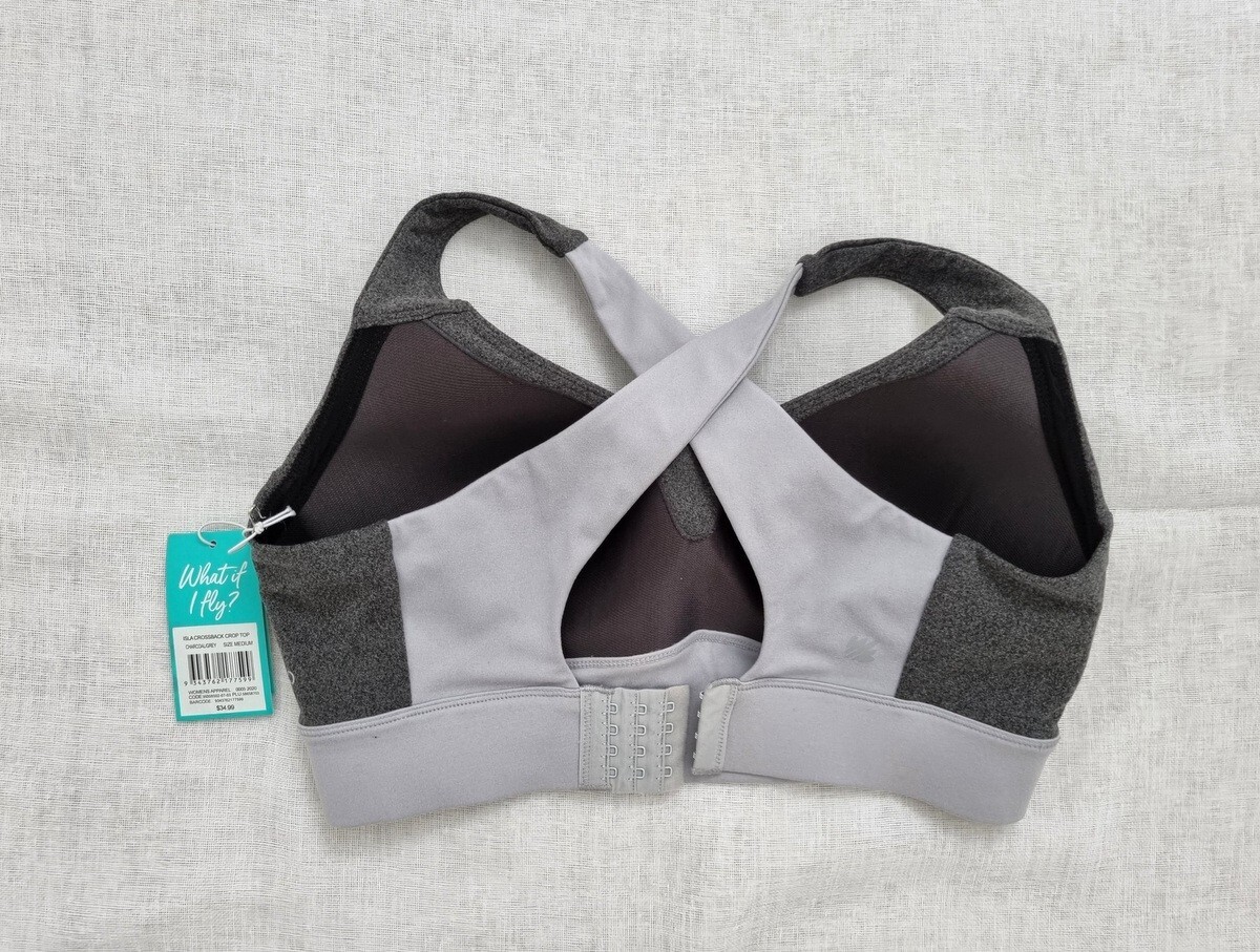 "ELL & VOO" BNWT, SIZE M (12) CHARCOAL 'ISLA CROSS BACK' CROP /SPORTS / ACTIVE - Picture 3 of 3