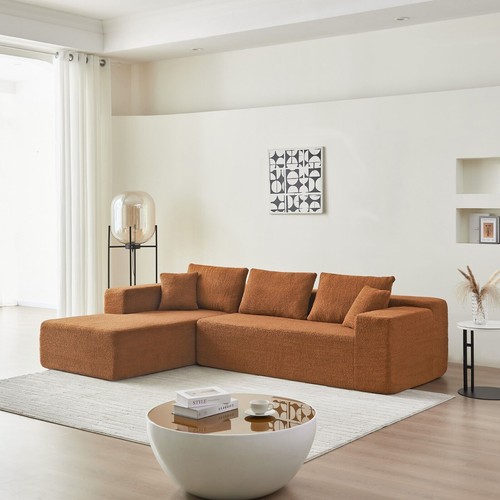 Sectional Sofa for Living Room, Sherpa Fabric L Shaped Modular Couch with Pillow - Picture 21 of 35