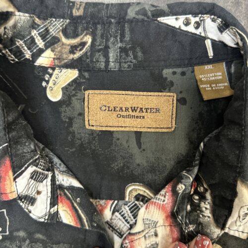Electric Guitar Shirt Mens XXL Black Button Up Rock Roll Clearwater Outfitters - Picture 4 of 11