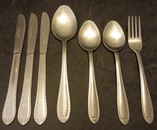 Lot Of 7 Essential Home 211 Stainless Mixed Ribbon Edge Flatware Lot