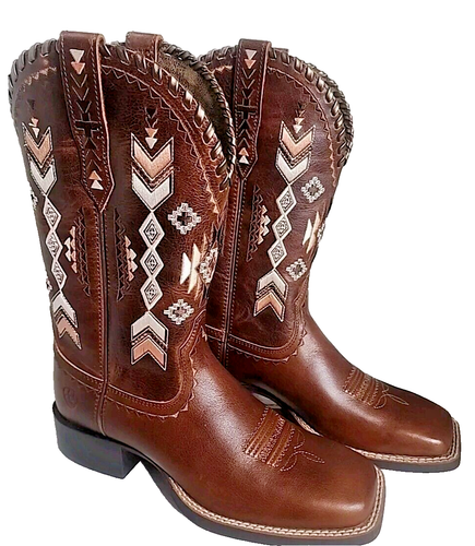 Ariat Round Up Skyler Western Cowboy Boots Womens Size 6.5 B Square Toe (T117)