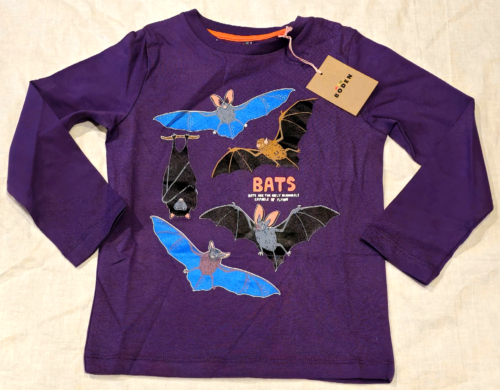 Mini Boden Halloween Shirt Bats Purple Glow in the Dark NWT New 4-5