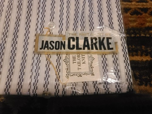 Camisa a medida de Jason Clarke cuello disco fino tejido poliéster 15-1/2 NOS DE COLECCIÓN - Imagen 3 de 11