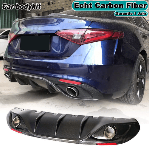 Carbon Heckdiffusor Hinten Diffusor Spoiler Auspuffblenden für Alfa Romeo Giulia - Bild 1 von 11