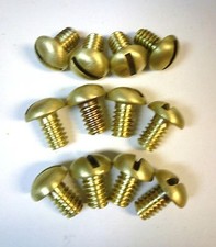 12 Solid Brass Round Head Slotted Machine Screws 1/4-20 x 3/8" Full Thread New
