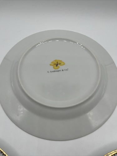 4 TIVOLI Salad Dessert Plates Orchid Dragonfly Bee Leaf Gold Trim GODINGER  8”W - Picture 7 of 8
