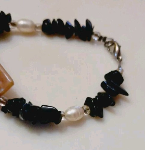 Abalone & schwarzer Edelstein Armband 7,5-8 Zoll - Bild 7 von 10