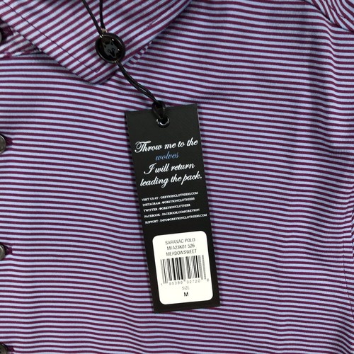 Greyson Polo Shirt Mens Medium Saranac Striped Meadowsweet - Picture 3 of 9