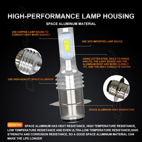 For Yamaha Banshee 350 1987-2006 - 2PCS 6000K White LED Headlights Bulbs Kit - Picture 5 of 10