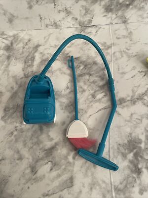 Barbie Doll Accessories So Much To Do Vintage 1994 Blue Vacuum Cleaner & Broom