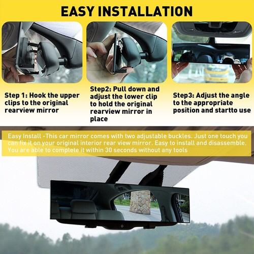 Universal 240MM Brand New Wide Flat Clip Interior On Rear View Mirror Clear New - 第 4/17 張圖片
