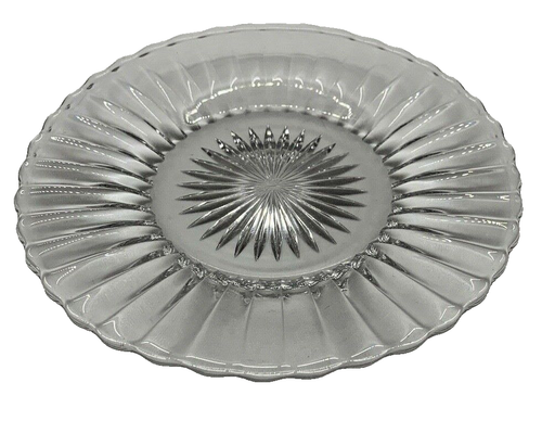 Vintage Heisey Glass Coarse Rib Salad Plate Clear Star Center H w Diamond Logo - Picture 1 of 7