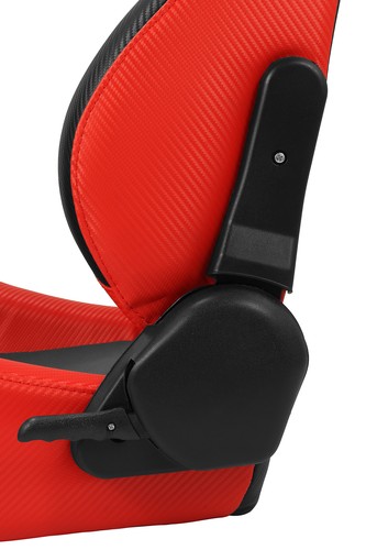 Universal Main Black Carbon Fiber PVC Reclinable Racing Seats Pair w/Slider - Picture 8 of 9
