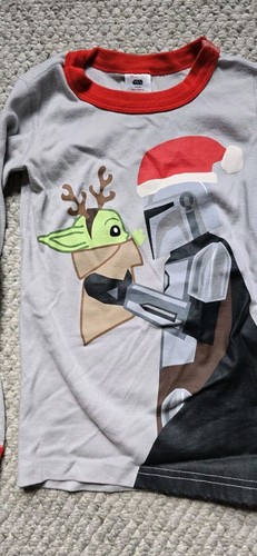 Hanna Andersson Mandalorian Star Wars Grogu Holiday Christmas Pajamas Kids 6/7 - Picture 2 of 4