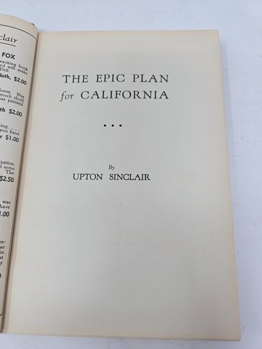 Upton Sinclair THE EPIC PLAN FOR CALIFORNIA - 1st ed. (1934) SCARCE! - Bild 6 von 8