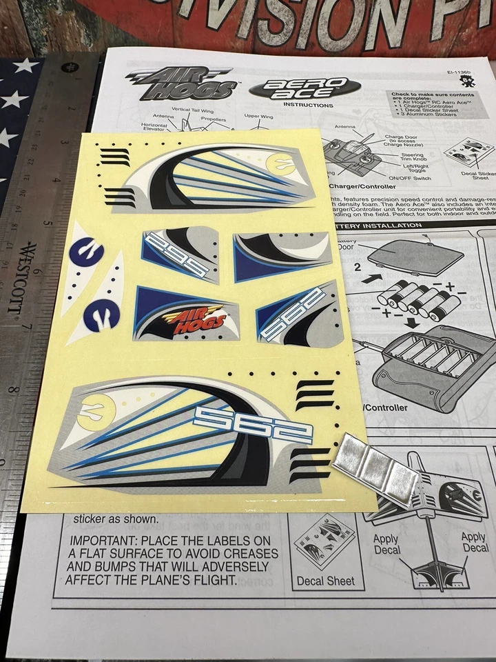 Air Hogs Aero Ace RC Plane: DECALS and MANUAL NEW USA SHIP - Image 2 of 4