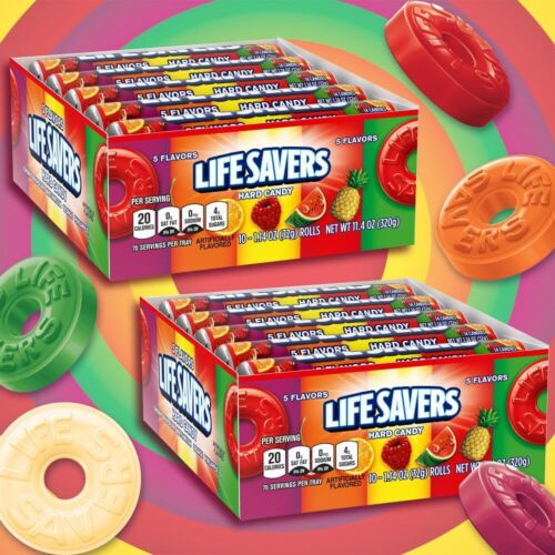 LIFE SAVERS 5 Flavors Hard Candy Rolls 1.14 Ounce - 10 Count Pack of 2 - Picture 2 of 8