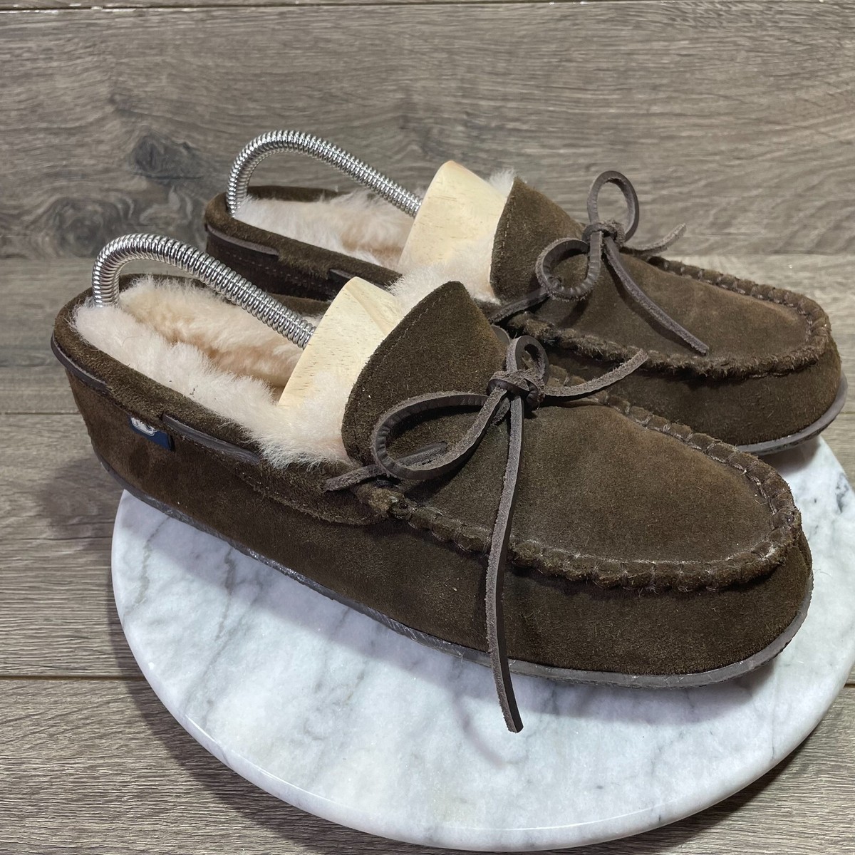 Vineyard Vines Slippers Mens 9 M Brown Lace Up Moccasins Slip On