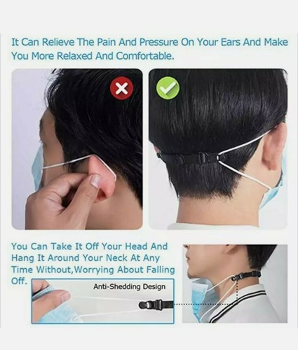 Attache Elastique extenseur Reglable crochet Masque Protection Oreille Douleur - Foto 5 di 12