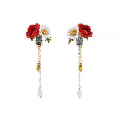 Boucles d/'Oreilles Clous Doré Flamingos Oiseau Marguerite Email Rouge BB15