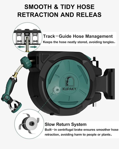 Retractable Garden Hose Reel, 1/2 in X 100 Ft Outdoor Automatic Water Hose Reels - Picture 3 of 9