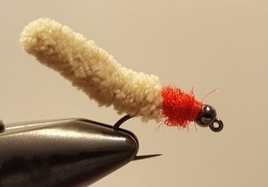 Fly Fishing Flies 12 Beaded Dust Mop Fly Hot Orange Color size 10 Barbless Jig