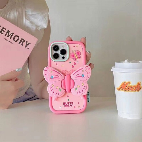 Luxury 3D Butterfly Stand Silicone Cover Case For 16 15 14 13 12 11 Pro Max XR - Picture 14 of 18