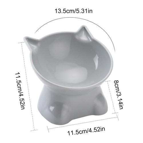 1*NUEVOS cuencos de comida para gatos elevados aptos para bigotes antivómitos 15 grados inclinación plato para gatos - Imagen 10 de 15