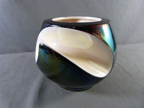 Vaso VERCERAM in ceramica iridescente colore blu petrolio Vintage anni 50/60 - Foto 7 di 11