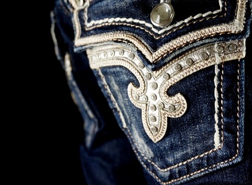 $180 Buckle Rock Revival Jeans "Kai" Swarovski Champagne Leather Boot 29 X 32 - Picture 2 of 6