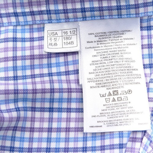 Camisa de vestir Brooks Brothers Regent para hombre 16,5 34 azul a cuadros ventana - Imagen 8 de 9