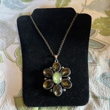 “Do what you love” 26” Long Faceted Glass Bead Flower Necklace